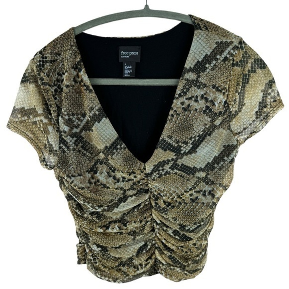 Free Press women’s snake skin animal print Rouched cropped top Medium festival